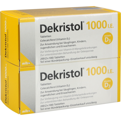 Verpackungsbild(Packshot) von DEKRISTOL 1.000 I.E. Tabletten