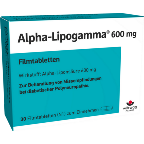 Verpackungsbild(Packshot) von ALPHA-LIPOGAMMA 600 mg Filmtabletten