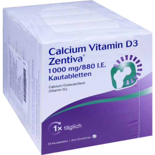 Verpackungsbild(Packshot) von CALCIUM VITAMIN D3 Zentiva 1000 mg/880 I.E. Kautab
