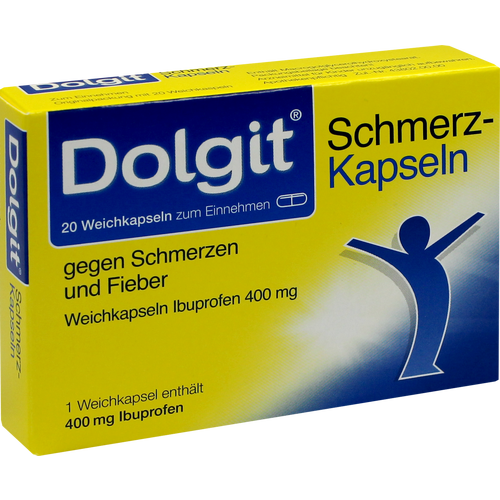 Verpackungsbild(Packshot) von DOLGIT Schmerzkapseln gegen Schmer.u.Fieber 400 mg