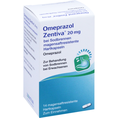 Verpackungsbild(Packshot) von OMEPRAZOL Zentiva 20 mg bei Sodbrennen