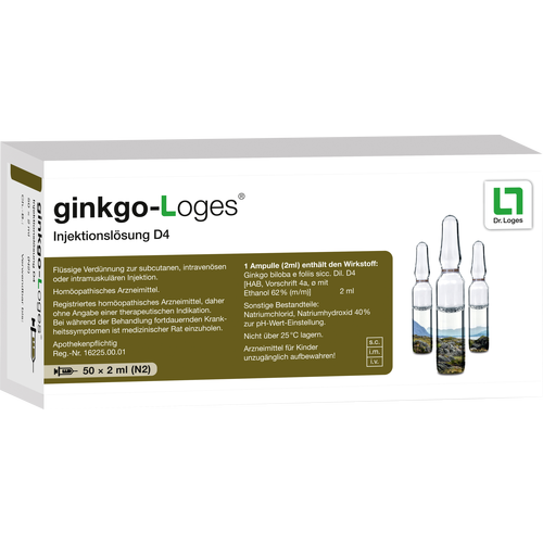 Verpackungsbild(Packshot) von GINKGO-LOGES Injektionslösung D 4 Ampullen
