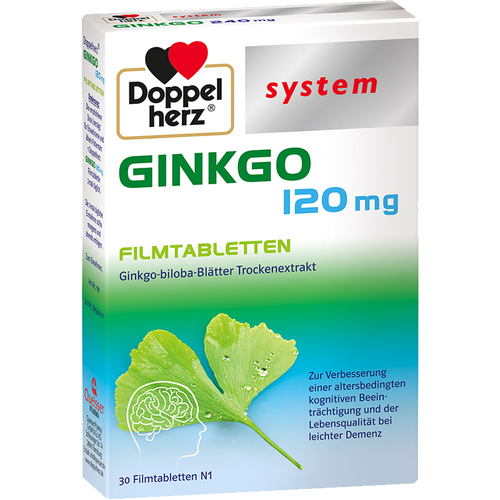 Verpackungsbild(Packshot) von DOPPELHERZ Ginkgo 120 mg system Filmtabletten