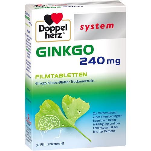Verpackungsbild(Packshot) von DOPPELHERZ Ginkgo 240 mg system Filmtabletten