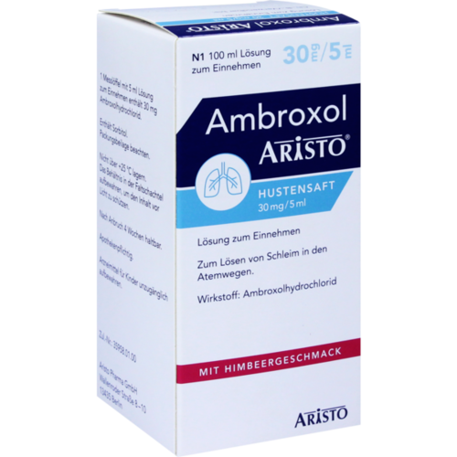 Verpackungsbild(Packshot) von AMBROXOL Aristo Hustensaft 30 mg/5 ml Lsg.z.Einn.