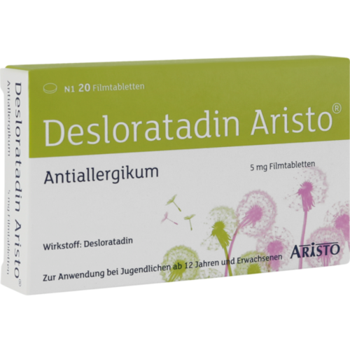 Verpackungsbild(Packshot) von DESLORATADIN Aristo 5 mg Filmtabletten