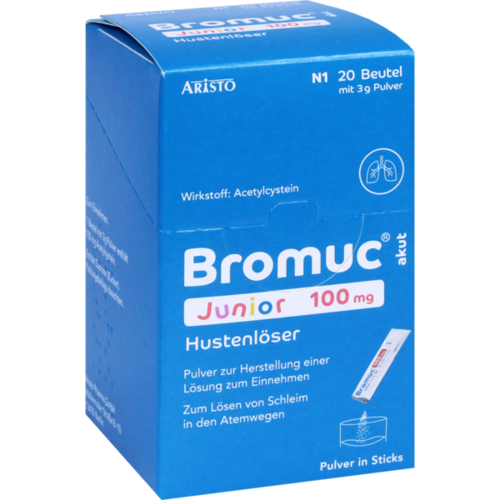 Verpackungsbild(Packshot) von BROMUC akut Junior 100 mg Hustenlöser P.H.e.L.z.E.