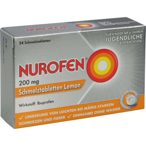 Verpackungsbild(Packshot) von NUROFEN 200 mg Schmelztabletten Lemon