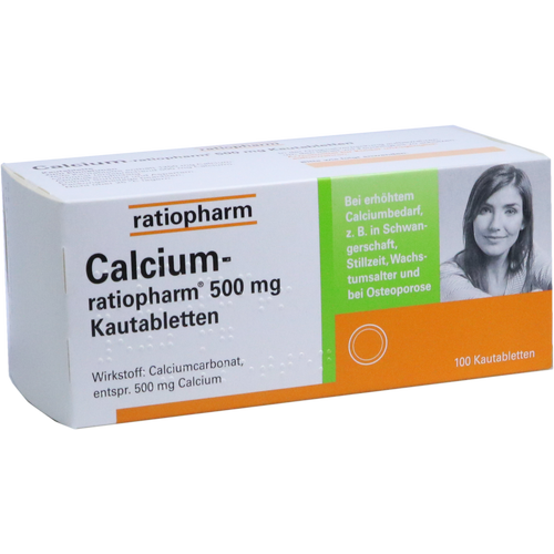 Verpackungsbild(Packshot) von CALCIUM-RATIOPHARM 500 mg Kautabletten