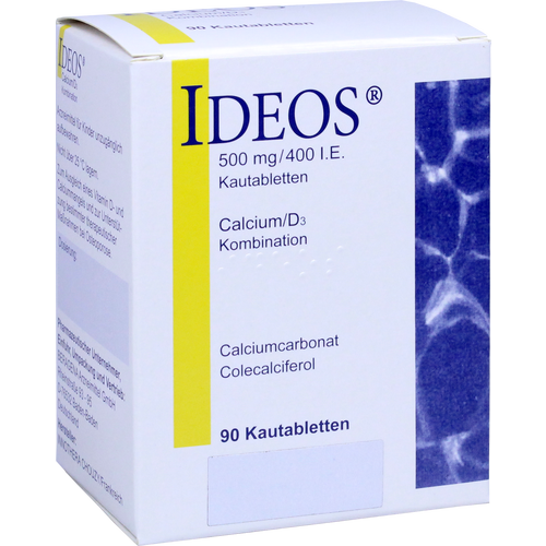 Verpackungsbild(Packshot) von IDEOS 500 mg/400 I.E. Kautabletten B