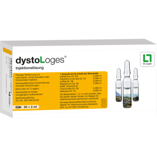 Verpackungsbild(Packshot) von DYSTOLOGES Injektionslösung Ampullen