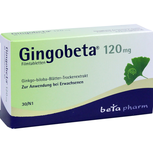 Verpackungsbild(Packshot) von GINGOBETA 120 mg Filmtabletten