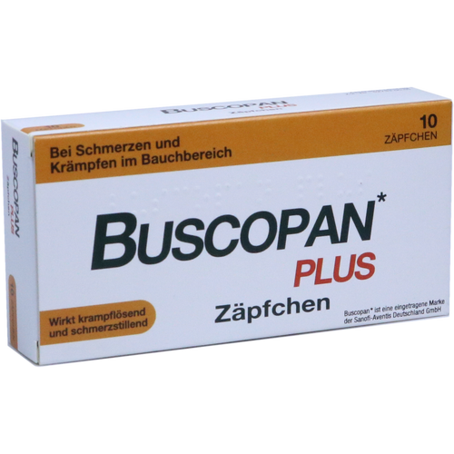 Verpackungsbild(Packshot) von BUSCOPAN plus 10 mg/800 mg Suppositorien