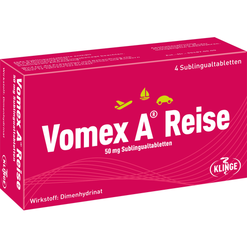 Verpackungsbild(Packshot) von VOMEX A Reise 50 mg Sublingualtabletten