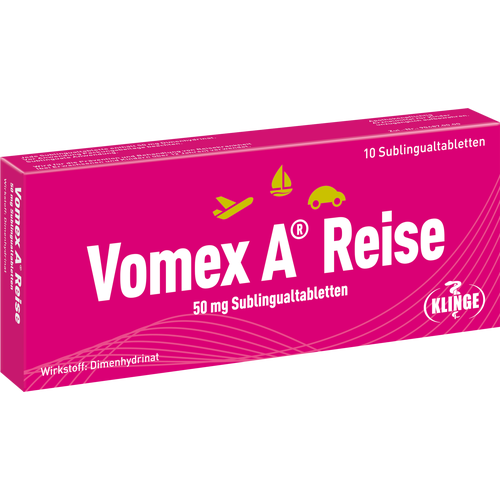 Verpackungsbild(Packshot) von VOMEX A Reise 50 mg Sublingualtabletten