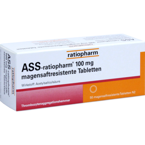 Verpackungsbild(Packshot) von ASS-ratiopharm 100 mg magensaftres.Tabletten