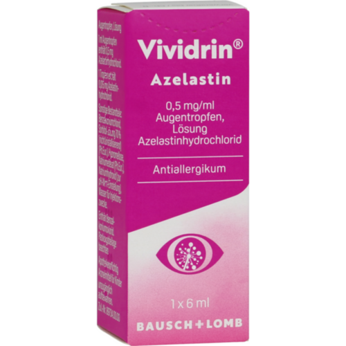 Verpackungsbild(Packshot) von VIVIDRIN Azelastin 0,5 mg/ml Augentropfen