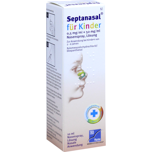 Verpackungsbild(Packshot) von SEPTANASAL für Kinder 0,5 mg/ml + 50 mg/ml Nasens.
