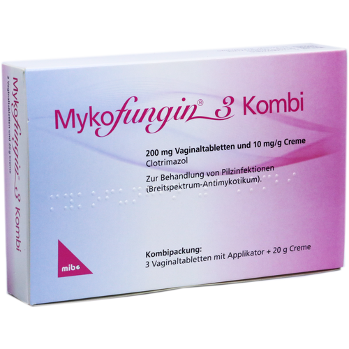 Verpackungsbild(Packshot) von MYKOFUNGIN 3 Kombi 200 mg Vaginaltab.+10 mg/g Cre.