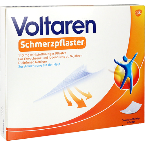 Verpackungsbild(Packshot) von VOLTAREN Schmerzpflaster 140 mg wirkstoffh.Pflast.