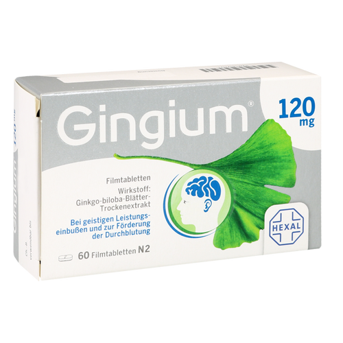 Verpackungsbild(Packshot) von GINGIUM 120 mg Filmtabletten