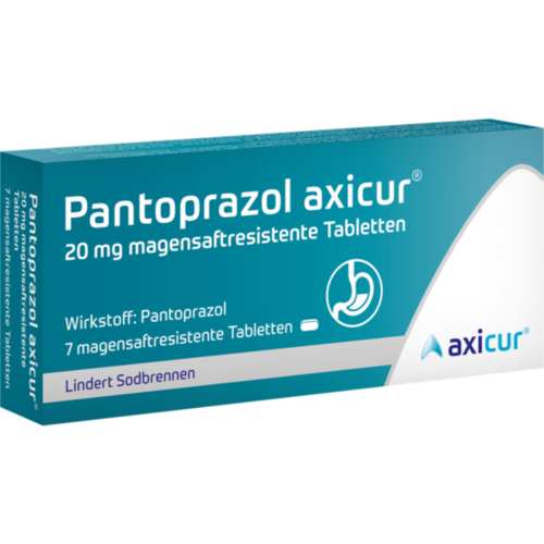 Verpackungsbild(Packshot) von PANTOPRAZOL axicur 20 mg magensaftres.Tabletten