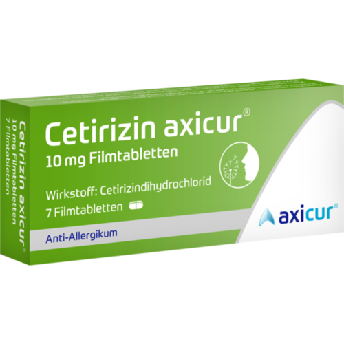 Verpackungsbild(Packshot) von CETIRIZIN axicur 10 mg Filmtabletten