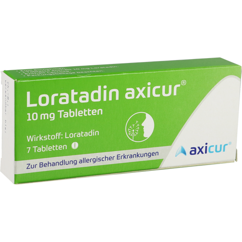 Verpackungsbild(Packshot) von LORATADIN axicur 10 mg Tabletten