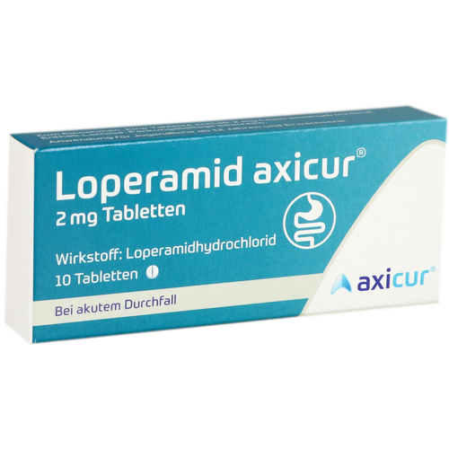 Verpackungsbild(Packshot) von LOPERAMID axicur 2 mg Tabletten