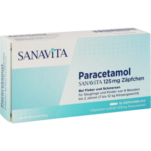 Verpackungsbild(Packshot) von PARACETAMOL SANAViTA 125 mg Zäpfchen