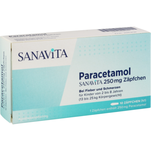 Verpackungsbild(Packshot) von PARACETAMOL SANAViTA 250 mg Zäpfchen