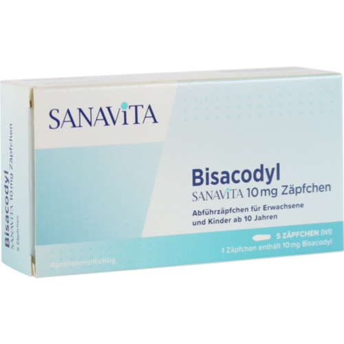Verpackungsbild(Packshot) von BISACODYL Sanavita 10 mg Zäpfchen