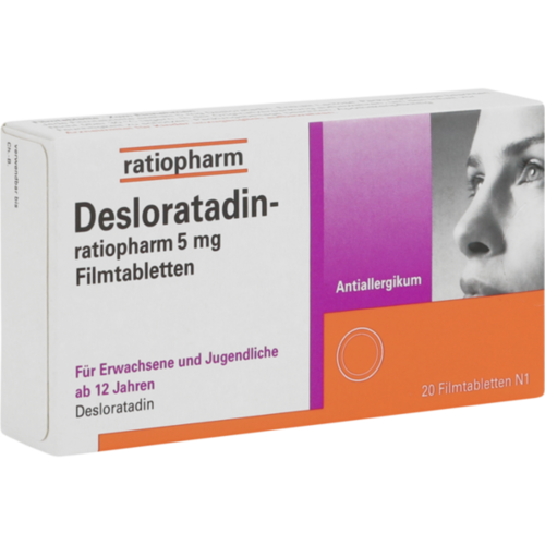 Verpackungsbild(Packshot) von DESLORATADIN-ratiopharm 5 mg Filmtabletten