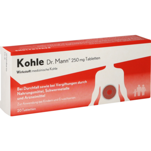 Verpackungsbild(Packshot) von KOHLE Dr.Mann 250 mg Tabletten