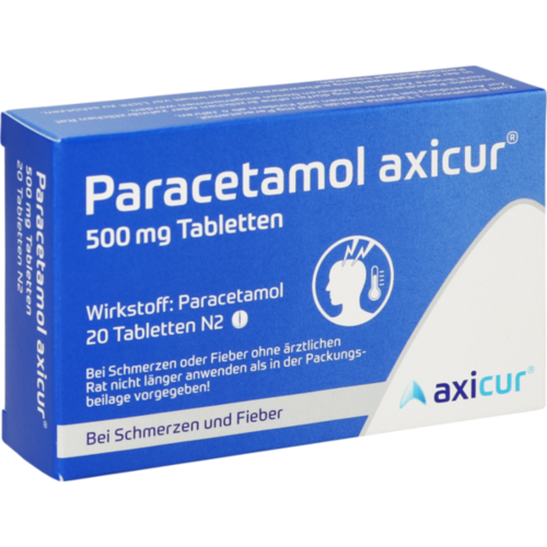 Verpackungsbild(Packshot) von PARACETAMOL axicur 500 mg Tabletten