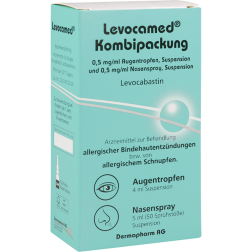 Verpackungsbild(Packshot) von LEVOCAMED Kombi 0,5 mg/ml AT + 0,5 mg/ml Nasenspr.