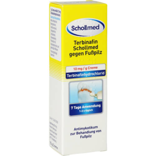 Verpackungsbild(Packshot) von TERBINAFIN Schollmed gegen Fußpilz 10 mg/g Creme