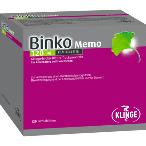 Verpackungsbild(Packshot) von BINKO Memo 120 mg Filmtabletten