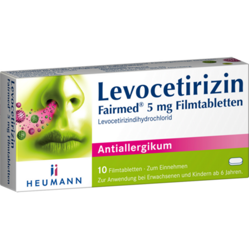 Verpackungsbild(Packshot) von LEVOCETIRIZIN Fairmed 5 mg Filmtabletten