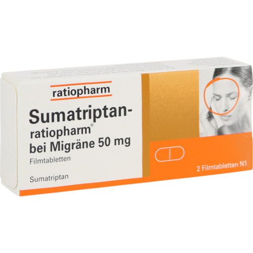Verpackungsbild(Packshot) von SUMATRIPTAN-ratiopharm bei Migräne 50 mg Filmtabl.