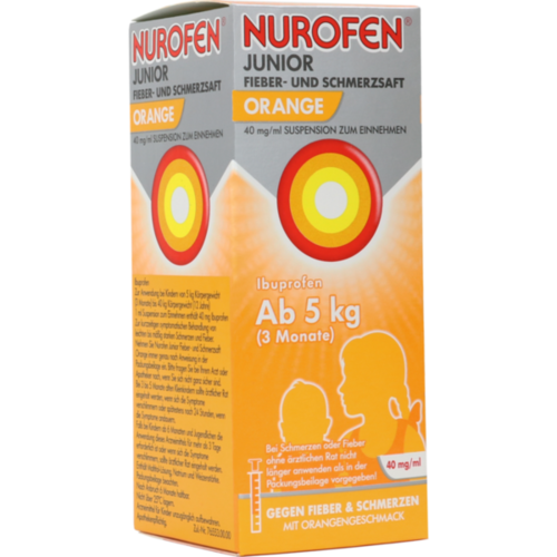 Verpackungsbild(Packshot) von NUROFEN Junior Fieber-u.Schmerzsaft Oran.40 mg/ml
