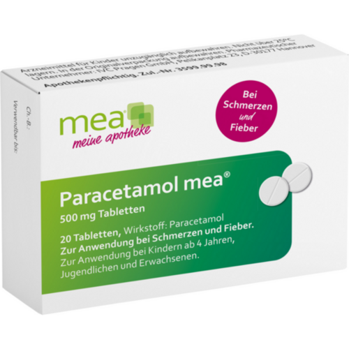 Verpackungsbild(Packshot) von PARACETAMOL mea 500 mg Tabletten