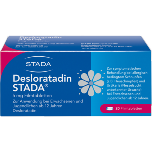 Verpackungsbild(Packshot) von DESLORATADIN STADA 5 mg Filmtabletten