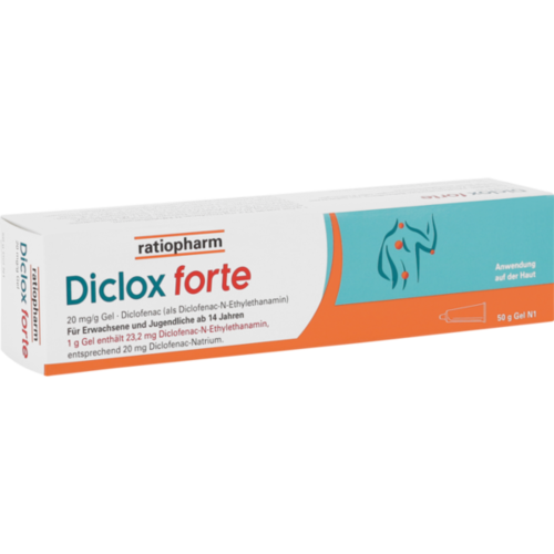 Verpackungsbild(Packshot) von DICLOX forte 20 mg/g Gel
