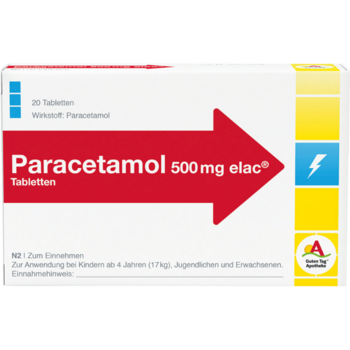 Verpackungsbild(Packshot) von PARACETAMOL elac 500 mg Tabletten