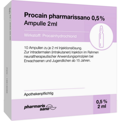Verpackungsbild(Packshot) von PROCAIN pharmarissano 0,5% Inj.-Lsg.Ampullen 2 ml