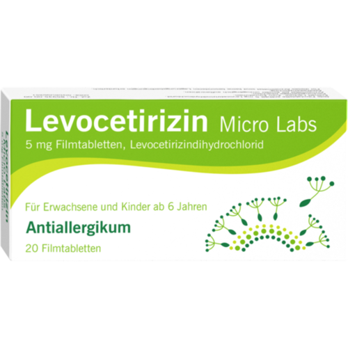 Verpackungsbild(Packshot) von LEVOCETIRIZIN Micro Labs 5 mg Filmtabletten