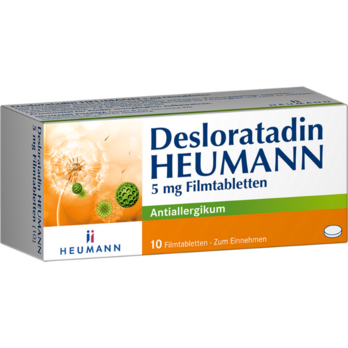 Verpackungsbild(Packshot) von DESLORATADIN Heumann 5 mg Filmtabletten