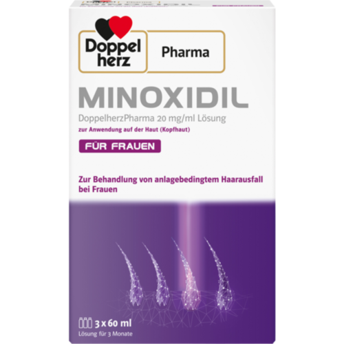 Verpackungsbild(Packshot) von MINOXIDIL DoppelherzPhar.20mg/ml Lsg.Anw.Haut Frau