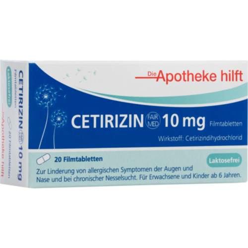 Verpackungsbild(Packshot) von CETIRIZIN Fair-Med Healthcare 10 mg Filmtabletten